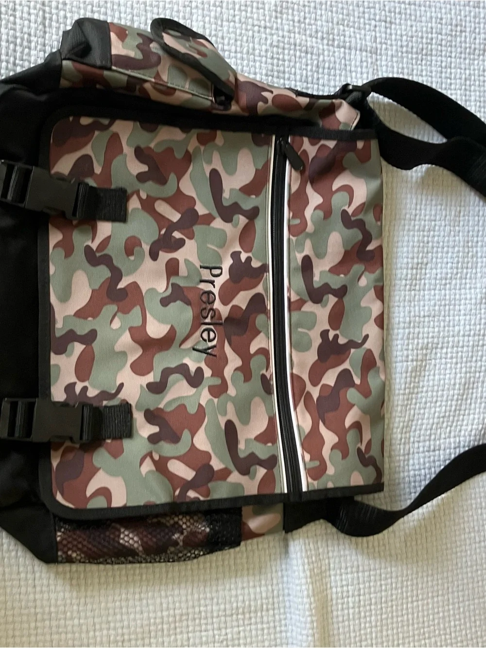 Presley Kids Camouflage Messenger Bag in Green and Brown